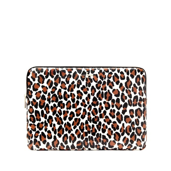 New Kate Spade Madison Spotted Leopard Universal Laptop Sleeve Cream Multi - Picture 1 of 2